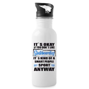 It's Okay If You Don't Like Skateboarding - Water bottle with straw - white - Right