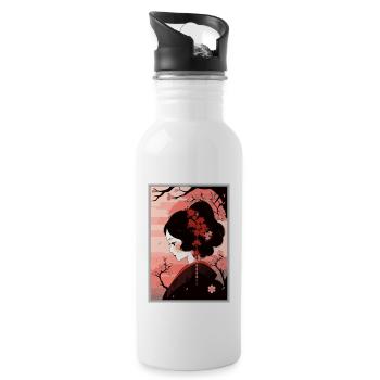 Vintage Japanisch Ästhetik Otaku Anime Girl - Trinkflasche mit integriertem Trinkhalm - Weiß - Rechts