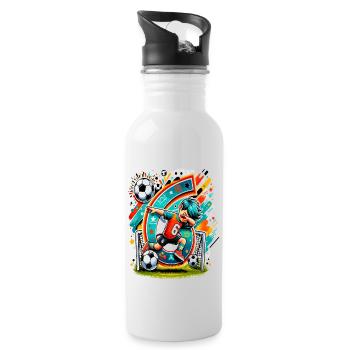 Idée de chemise d’anniversaire de football garçon de 6 ans - Gourde avec paille intégrée - blanc - Droite