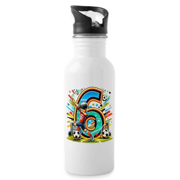 Idée de chemise d’anniversaire de football garçon de 6 ans - Gourde avec paille intégrée - blanc - Droite