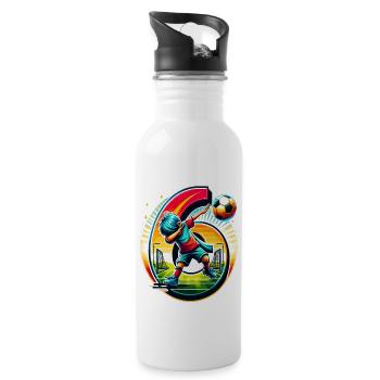 Idée de chemise d’anniversaire de football garçon de 6 ans - Gourde avec paille intégrée - blanc - Droite