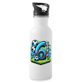 Idée de chemise d’anniversaire de football garçon de 6 ans - Gourde avec paille intégrée - blanc - Droite