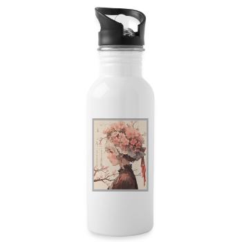 Vintage Japanisch Ästhetik Otaku Anime Girl - Trinkflasche mit integriertem Trinkhalm - Weiß - Rechts