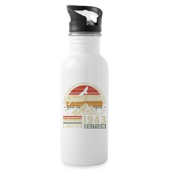 Vintage 80th Birthday 1943 Retro Style - Water bottle with straw - white - Right