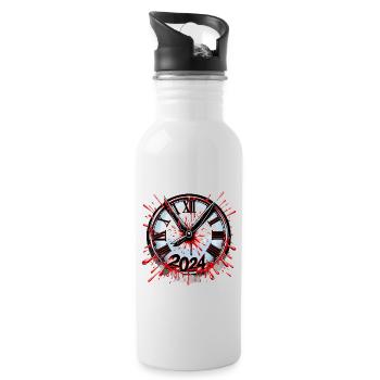 Blood Splatter Clock 80s Slasher Horror New - Water bottle with straw - white - Right