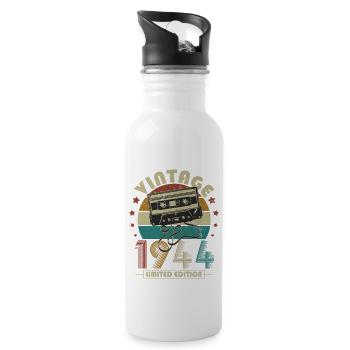 Vintage 1944 Retro Anniversary Vintage Gift - Water bottle with straw - white - Right