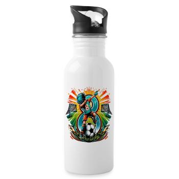 8 Year Old Boy Football Birthday Idea - Water bottle with straw - white - Right
