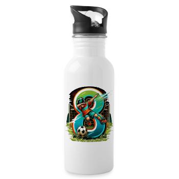 8 year old boy soccer birthday idea - Water bottle with straw - white - Right