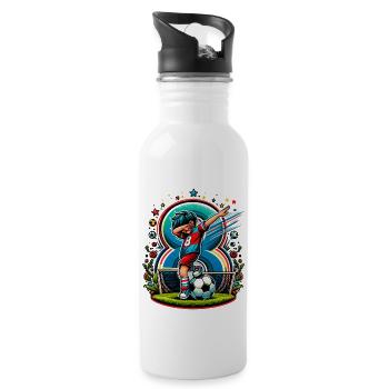 Idée d'anniversaire de football pour un garçon de 8 ans - Gourde avec paille intégrée - blanc - Droite