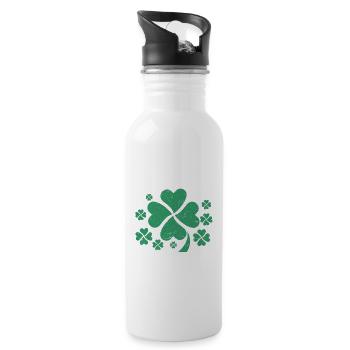 Part Irish All Trouble Funny Lucky Shamrock - Water bottle with straw - white - Right