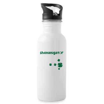 Shenanigator Lustiges irisches Kleeblatt - Trinkflasche mit integriertem Trinkhalm - Weiß - Rechts