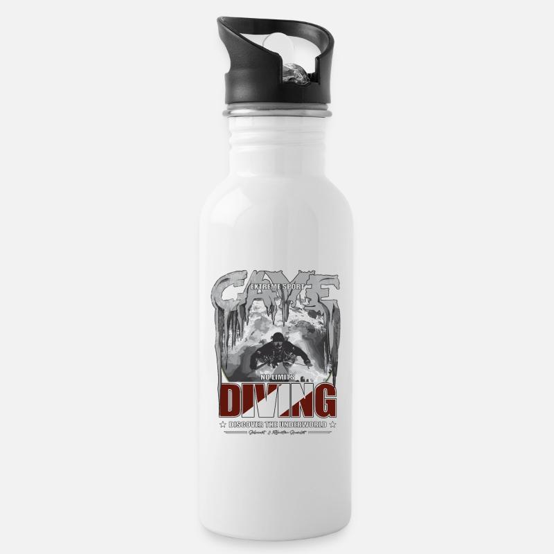 Höhlentauchen Cave Diving Geschenk Extremsport - Trinkflasche mit integriertem Trinkhalm - Weiß