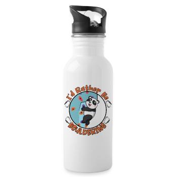 Ich würde lieber bouldern - Trinkflasche mit integriertem Trinkhalm - Weiß - Rechts