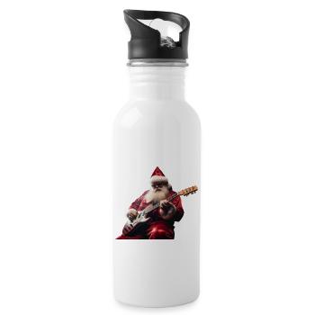 Santa Claus plays guitar for everyone - Water bottle with straw - white - Right