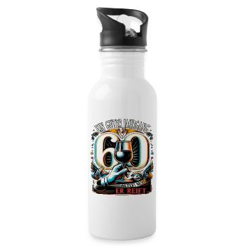 60. Geburtstag Mann Ein Guter Jahrgang - Trinkflasche mit integriertem Trinkhalm - Weiß - Rechts