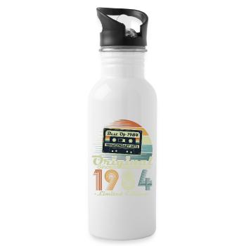 Original 1984 Jahrgang Retro Geburtstagsgeschenk - Trinkflasche mit integriertem Trinkhalm - Weiß - Rechts