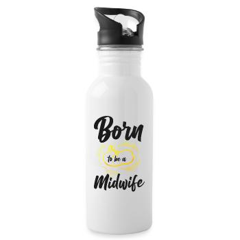 Nurse Midwife Birth Worker Born To - Water bottle with straw - white - Right