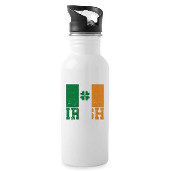 Drapeau irlandais patriotique Irlande trèfle - Gourde avec paille intégrée - blanc - Droite