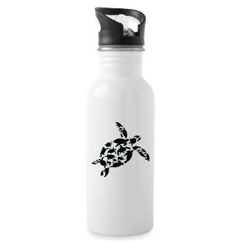Tortue Biologiste marin Tortues Silhouette - Gourde avec paille intégrée - blanc - Droite