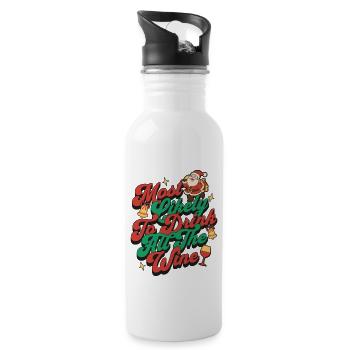 Most Likely To Drink All The Wine Christmas Fun - Water bottle with straw - white - Right
