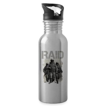 "Raid Unit - French Police Special Forces Design - Water bottle with straw - silver - Right