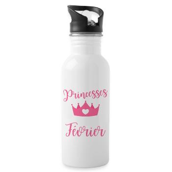 Les plus bellas princess sont nees en fevrier - Gourde avec paille intégrée - blanc - Droite