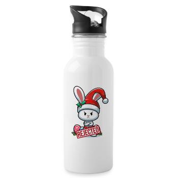 Beleidigter Osterhase Weihnachten lustig Geschenk - Trinkflasche mit integriertem Trinkhalm - Weiß - Rechts