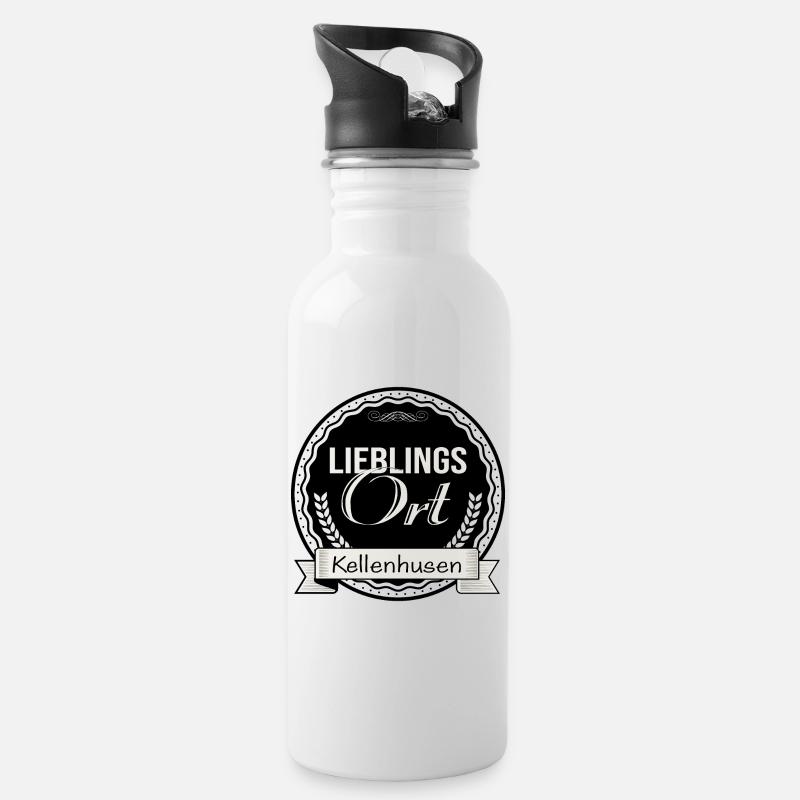 Lieblingsort Kellenhusen - Trinkflasche mit integriertem Trinkhalm - Weiß