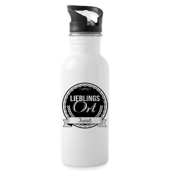 Lieblingsort Juist - Trinkflasche mit integriertem Trinkhalm - Weiß - Rechts