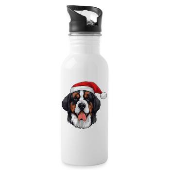 Tête de Noël de chien Saint Bernand - Gourde avec paille intégrée - blanc - Droite