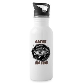 Catching Big Fish - Water bottle with straw - white - Right
