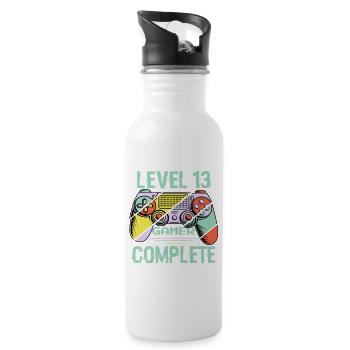 Level 13 Complete 13 Years Gamer Level 13 Complete - Trinkflasche mit integriertem Trinkhalm - Weiß - Rechts