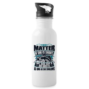 As Long As She Swallows Spinnfischer - Trinkflasche mit integriertem Trinkhalm - Weiß - Rechts