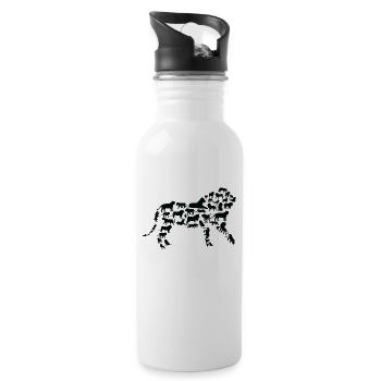 Lion Wildlife Africa Lions Silhouette - Water bottle with straw - white - Right