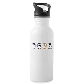 Eat Sleep Tennis Repeat Tennis Player - Water bottle with straw - white - Right