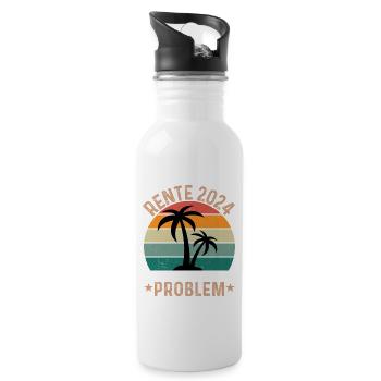 Rente 2024 Nicht Mehr Mein Problem - Rentnerdesign - Trinkflasche mit integriertem Trinkhalm - Weiß - Rechts