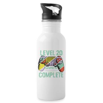 Level 20 Complete 20 Years Gamer Level 20 Complete - Trinkflasche mit integriertem Trinkhalm - Weiß - Rechts