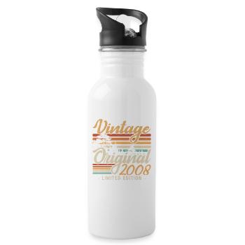 Anniversary Vintage Made in 2008 Retro 2008 - Water bottle with straw - white - Right