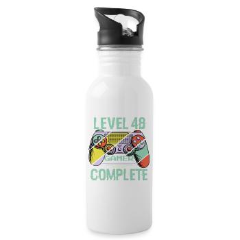Level 48 Abschließen 48 Jahre Gamer Level 48 Abgeschlossen - Trinkflasche mit integriertem Trinkhalm - Weiß - Rechts