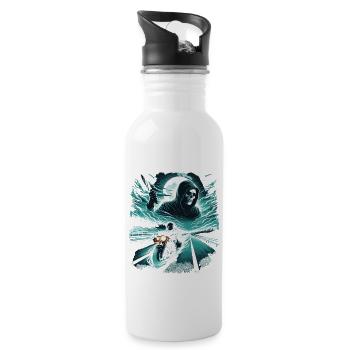 Highway Horror: Ghostly Rider & Slasher - Water bottle with straw - white - Right