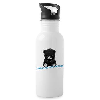 Je m’ennuie de ma petite amie doux ours en peluche je t’aime - Gourde avec paille intégrée - blanc - Droite