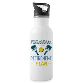 Pickleball ist mein Altersvorsorgeplan Aktiver Ruhestand - Trinkflasche mit integriertem Trinkhalm - Weiß - Rechts