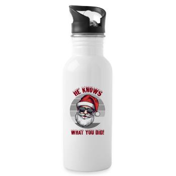 He knows what you did Christmas Santa - Trinkflasche mit integriertem Trinkhalm - Weiß - Rechts