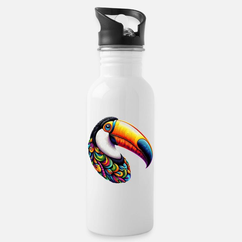 Toucan - Gourde avec paille intégrée - blanc