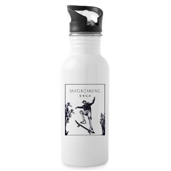Skateboarding Chinese Hanzi Skatepark Skatergirl - Trinkflasche mit integriertem Trinkhalm - Weiß - Rechts