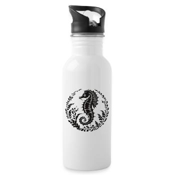 Seepferdchen Unterwasserwelt - Trinkflasche mit integriertem Trinkhalm - Weiß - Rechts