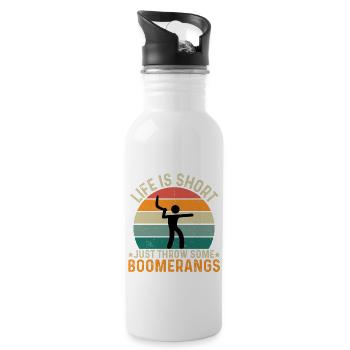 Life Is Short Just Throw Some Boomerangs - Water bottle with straw - white - Right