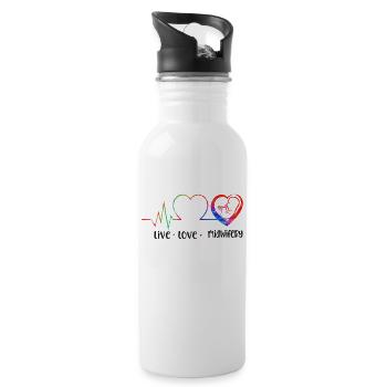 Nurse Midwife Birth Worker Live - Trinkflasche mit integriertem Trinkhalm - Weiß - Rechts