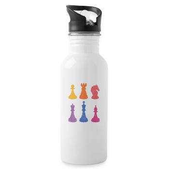 Silhouettes de joueur d’échecs pièces d’échecs rétro - Gourde avec paille intégrée - blanc - Droite