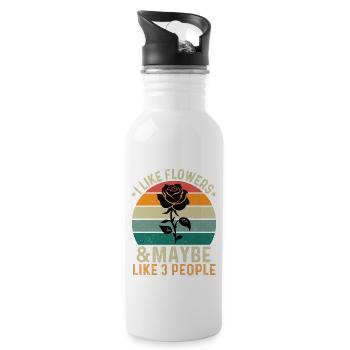 J’aime les fleurs et peut-être 3 personnes - Gourde avec paille intégrée - blanc - Droite